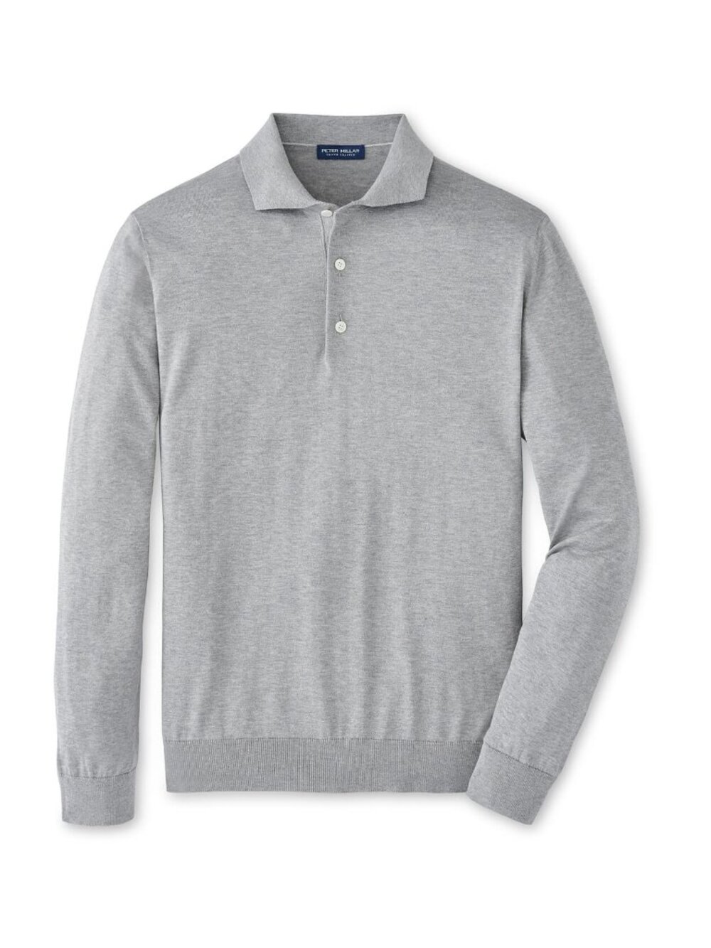 NWT Peter Millar Men's Gale Grey Mariner Sea Island Cotton Sweater Polo (Medium)